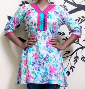 Pure Cotton flower Printed Kurti 🌺