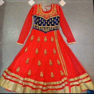 Elegant Red Embroidered Anarkali Suit