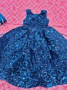 Pretty Blue Sequin Dress+ Peach+ SkyBlue