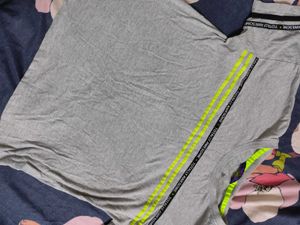Gray Striped Graphic Tee