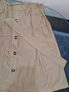 Cute Khaki Button Skirt