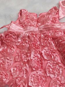 Pink Floral Applique Dress
