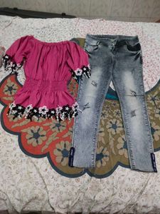 Women Top And Jeans Set
