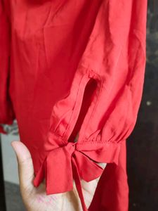 Aks Red Off Shoulder Kurta