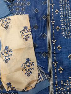 Blue Printed Salwar Kameez Fabric