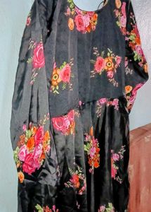 Floral Black Kurta Set