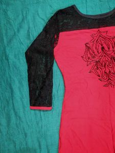Red &amp; Black Kurti Set
