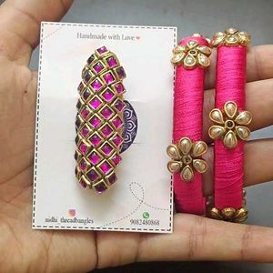 Beautiful Bangles With Saree Pin