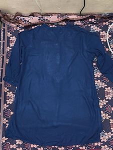 ✨Trends Navy Blue Embroidered Kurti – Size L