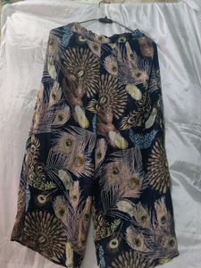 Feather Print Palazzo Pants