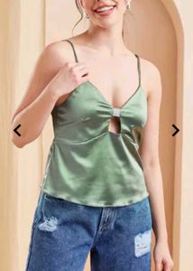 Green Satin Cami Top