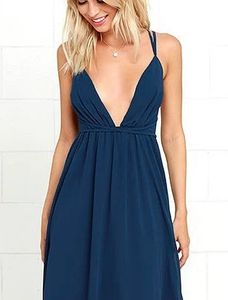 Blue Multiway Tie Up Criss Cross Dress (bust:30-34
