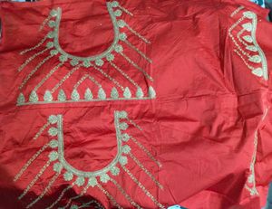 Coral  & Gold Embroidered Unstitched Lehnga Set