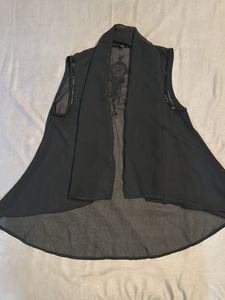 Sheer Black Sleeveless Vest