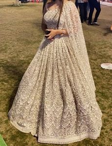 Very Heavy Off White Indo Western Lehenga!💜🥂