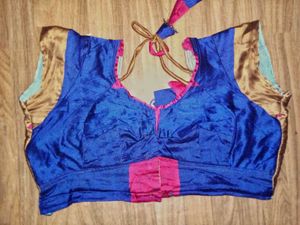 Pink, Blue, and Brown Saree