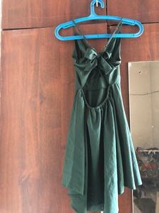 Green back open sexy dress