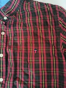 Louis Philippe Red Checkered Shirt