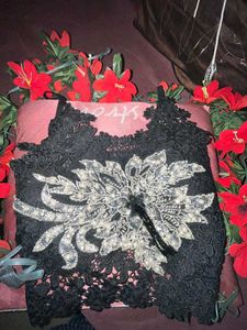 Black Lace Embellished Corset Top