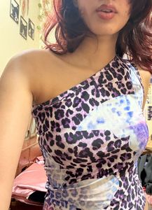 Yk2 One-Shoulder Animal Print Top