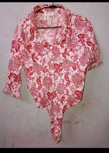 Floral Print Tie-Front Top