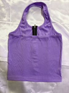 Cute Lavender Zipper Tank Top