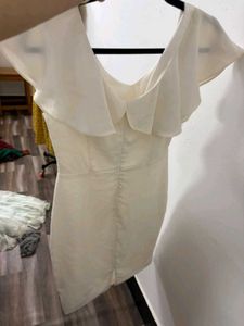 White Ruffle Bodycon Dress