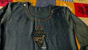 Bottle Green Straight Kurti With Ruffle Sleeve 💚