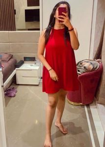 Red Sleeveless Mini Skater Dress