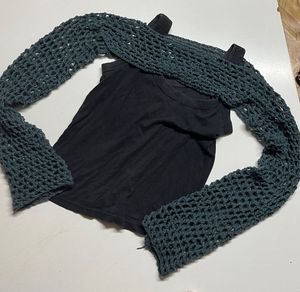 Crochet Bolero Shrug - Teal