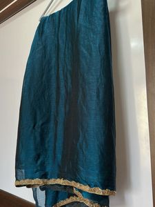 Teal Blue Embellished Saree with blouse 36 size