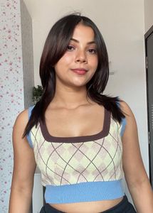 Argyle Knit Crop Top