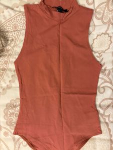 Forever21 Rust Sleeveless Mock Neck Bodysuit
