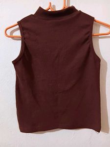 Brown Mock Neck Tank