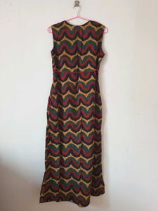 Abstract Wave Print Maxi Dress