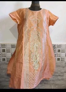 XXL Branded Peach Embroidered Kurta