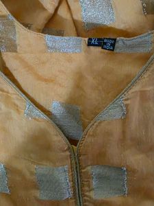 Mango Shade Silk Kurta L