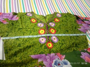 Pure Cotton Embroidered Peplum Top