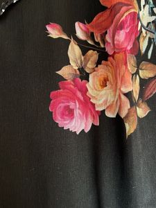 Black Floral Top With Butterfly Sleeves