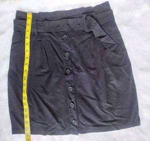 Black Button-Down Mini Skirt
