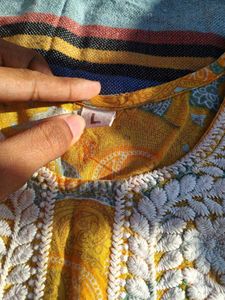 Yellow Embroidered Kurta