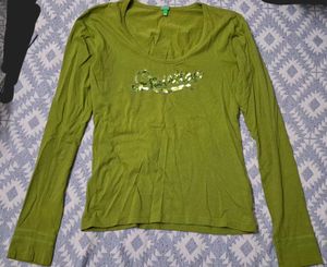 Y2K Benetton Green Long Sleeve Top