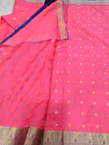 Heavy Zari Saree Pink And Blue
