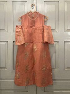 Anouk Peach Cold Shoulder Dress
