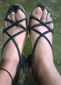 Black Velvet Sandal
