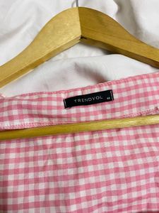 Pink Gingham Puff Sleeve Top