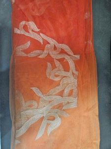 Dual shade Orange Embellished Net saree