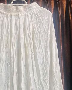 White Crinkled A-line Skirt