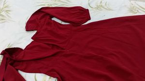 Red Maxi Dress with Puff Sleeves