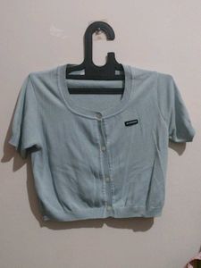 Light Blue Cropped Cardigan